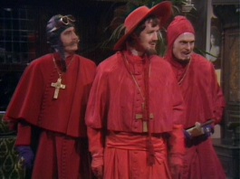 Monty Python surprises unsuspecting heretics with the Spanish Inquisition.